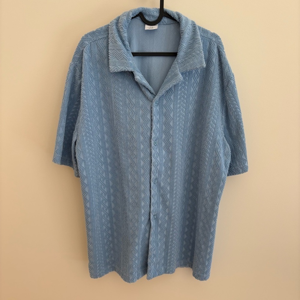 Urban Outfitters Patterned Terrycloth Short Sleeve Button Down